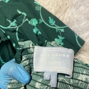 Hill House Ellie Nap Dress in Green Botanical Floral Smocked Midi Ruffle